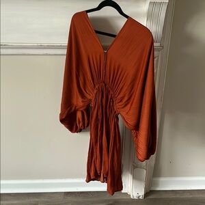 Peach Love California Rust Orange Kimono Sleeve Dress